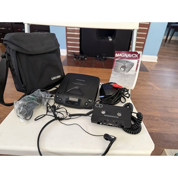 Vintage Magnavox AZ6816 Portable Compact Disc CD Player with Car Accessories